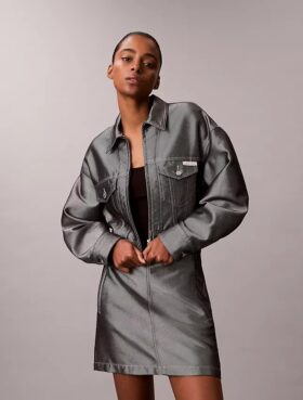 Shine Denim Bomber Jacket