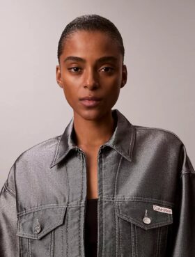 Shine Denim Bomber Jacket