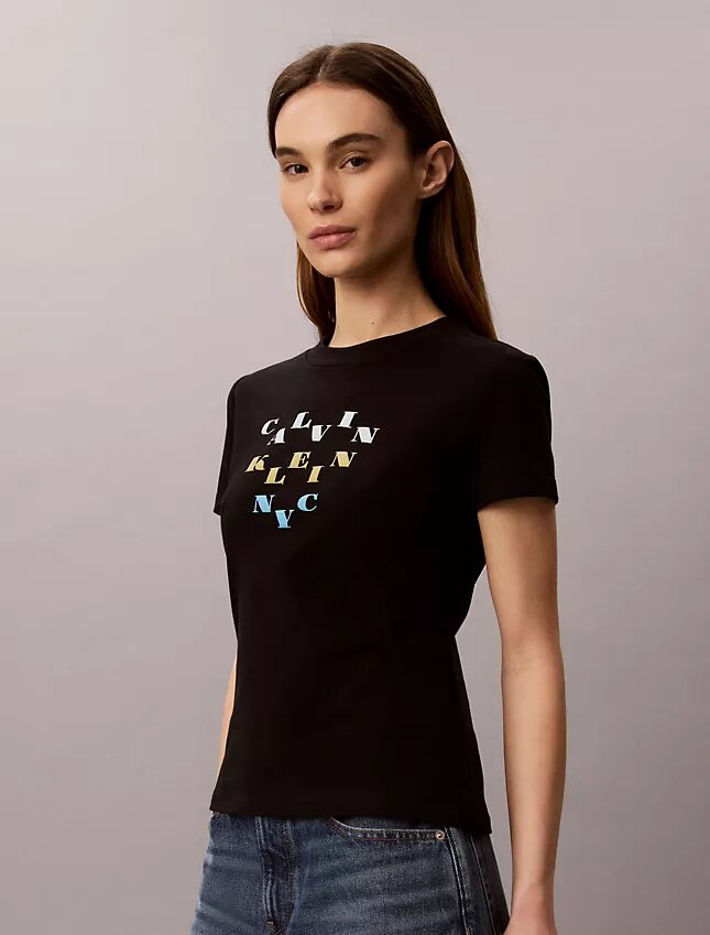 Slim Tiered Logo Graphic Tee Slim Tiered Logo Graphic Tee