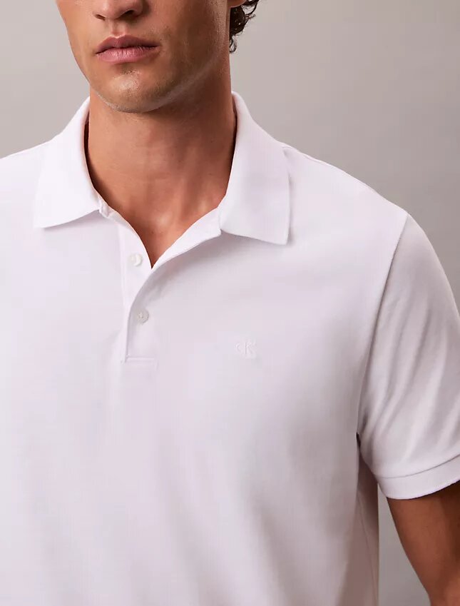 Smooth Cotton Blend Monogram Polo Shirt Smooth Cotton Blend Monogram Polo Shirt