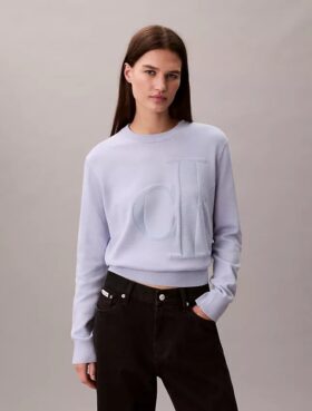 Smooth Cotton Chenille Monogram Sweater