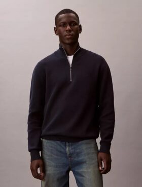 Smooth Cotton Quarter Zip Sweater