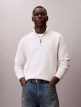 Smooth Cotton Quarter Zip Sweater