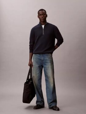 Smooth Cotton Quarter Zip Sweater
