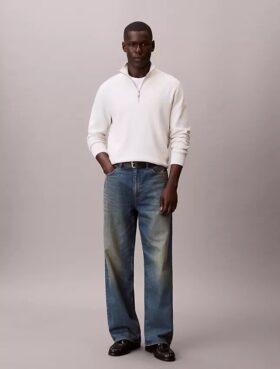 Smooth Cotton Quarter Zip Sweater