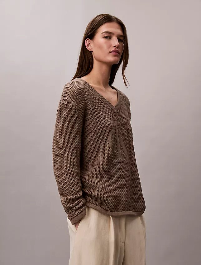 Smooth Cotton Relaxed Monogram Sweater Smooth Cotton Relaxed Monogram Sweater