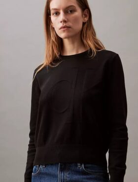 Smooth Cotton Relaxed Monogram Sweater
