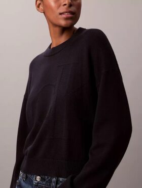 Smooth Cotton Relaxed Monogram Sweater