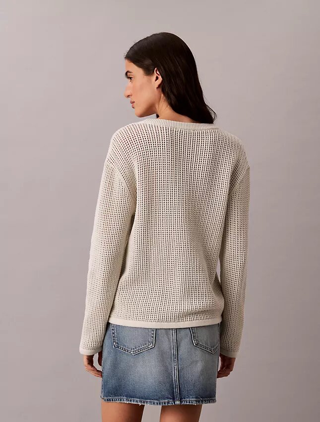 Smooth Cotton Relaxed Monogram Sweater Smooth Cotton Relaxed Monogram Sweater