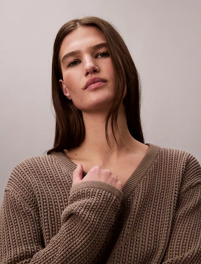 Smooth Cotton Relaxed Monogram Sweater Smooth Cotton Relaxed Monogram Sweater