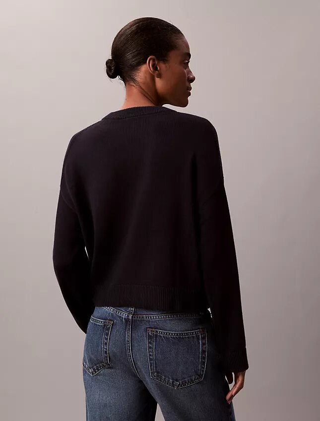 Smooth Cotton Relaxed Monogram Sweater Smooth Cotton Relaxed Monogram Sweater