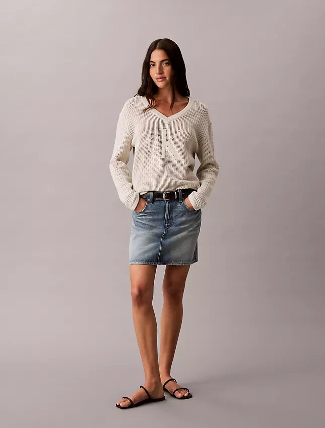 Smooth Cotton Relaxed Monogram Sweater Smooth Cotton Relaxed Monogram Sweater
