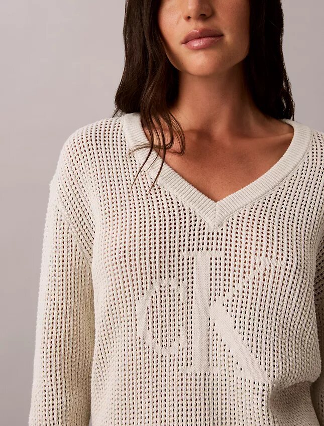 Smooth Cotton Relaxed Monogram Sweater Smooth Cotton Relaxed Monogram Sweater