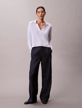 Smooth Cotton Relaxed Polo Sweater