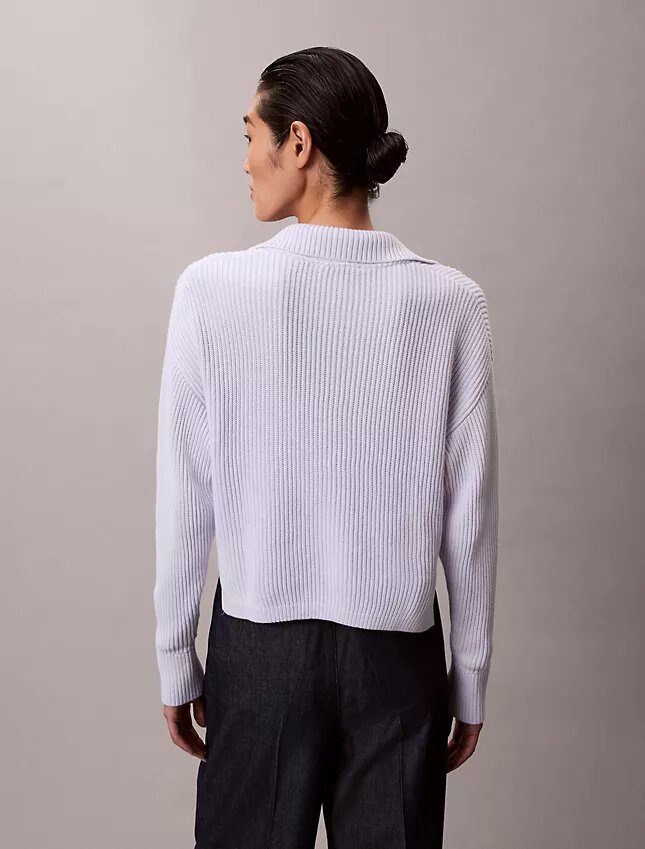Smooth Cotton Relaxed Polo Sweater Smooth Cotton Relaxed Polo Sweater