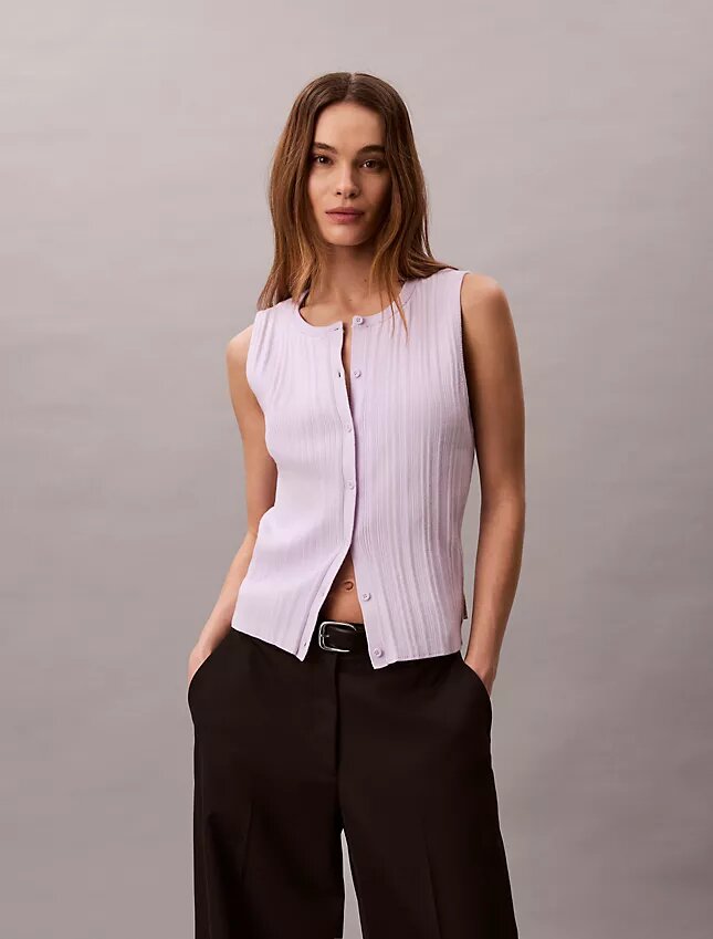 Smooth Cotton Rib Button-Down Tank Top Smooth Cotton Rib Button-Down Tank Top