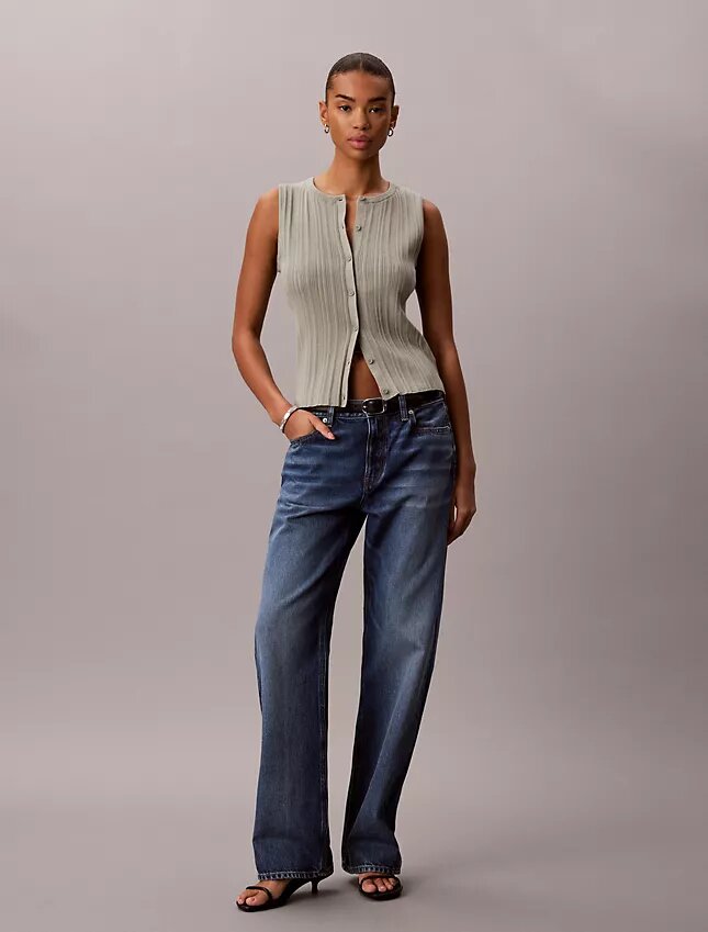 Smooth Cotton Rib Button-Down Tank Top Smooth Cotton Rib Button-Down Tank Top