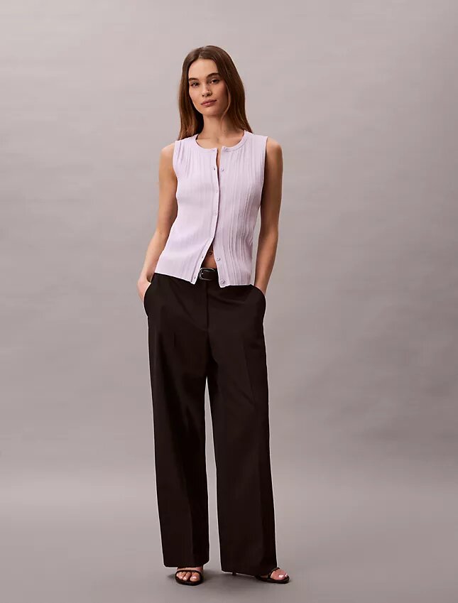 Smooth Cotton Rib Button-Down Tank Top Smooth Cotton Rib Button-Down Tank Top