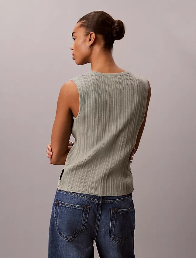 Smooth Cotton Rib Button-Down Tank Top Smooth Cotton Rib Button-Down Tank Top