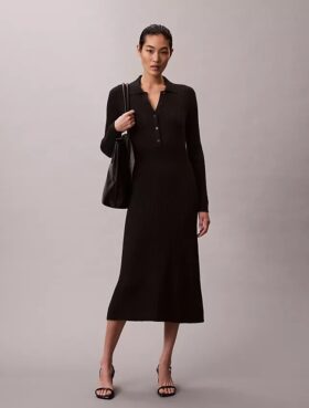 Smooth Cotton Rib Midi Dress