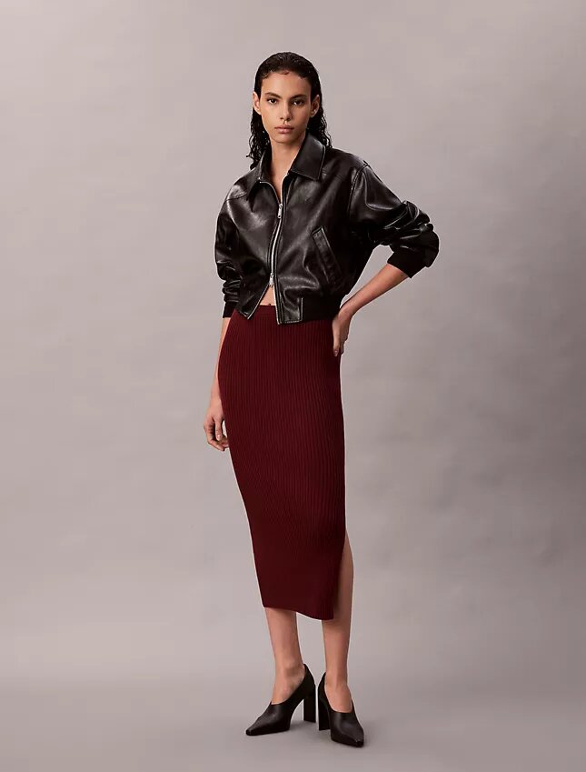 Smooth Cotton Rib Midi Skirt Smooth Cotton Rib Midi Skirt