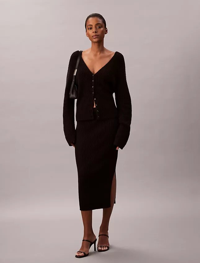 Smooth Cotton Rib Midi Skirt Smooth Cotton Rib Midi Skirt