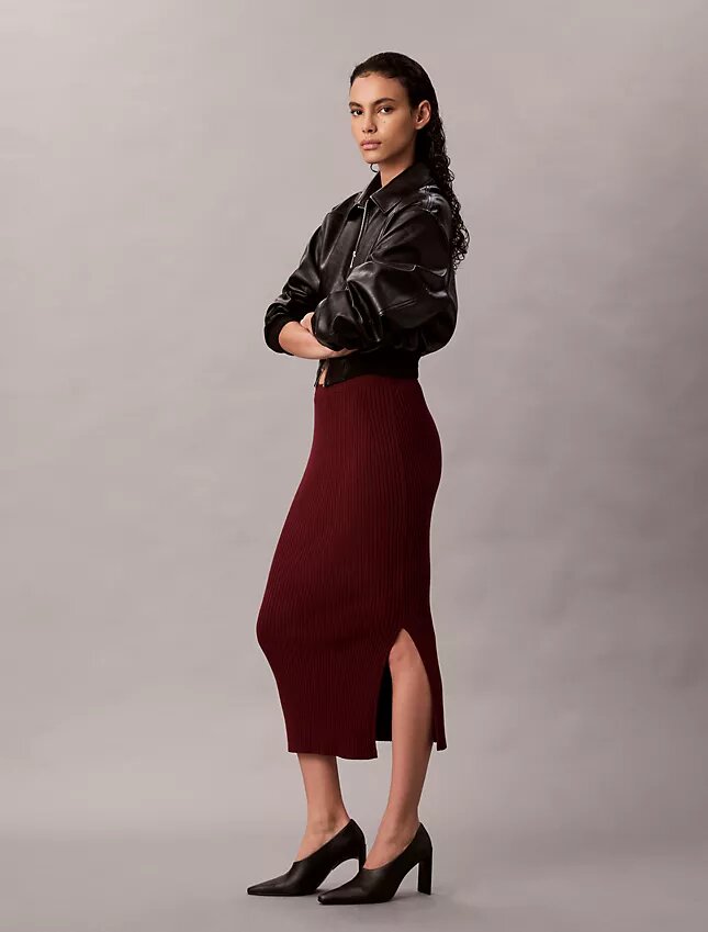 Smooth Cotton Rib Midi Skirt Smooth Cotton Rib Midi Skirt