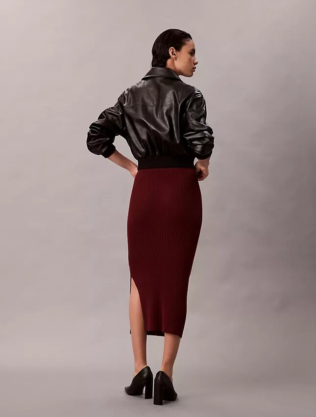 Smooth Cotton Rib Midi Skirt Smooth Cotton Rib Midi Skirt