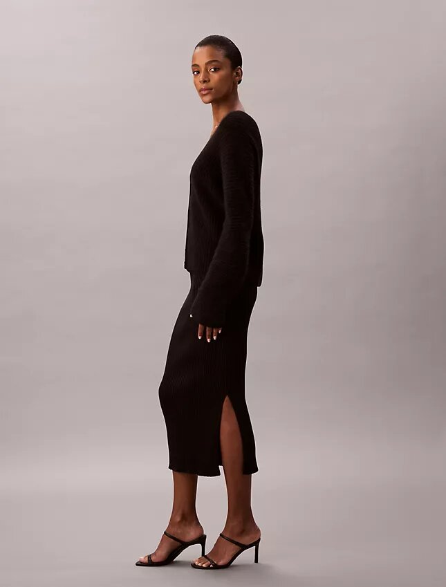 Smooth Cotton Rib Midi Skirt Smooth Cotton Rib Midi Skirt