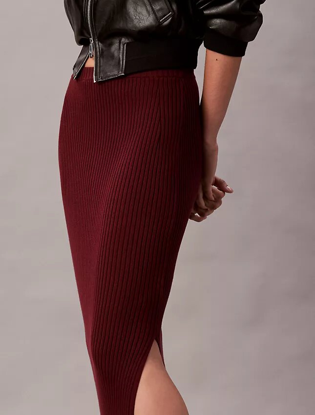 Smooth Cotton Rib Midi Skirt Smooth Cotton Rib Midi Skirt
