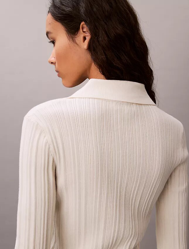 Smooth Cotton Rib Polo Cardigan Smooth Cotton Rib Polo Cardigan
