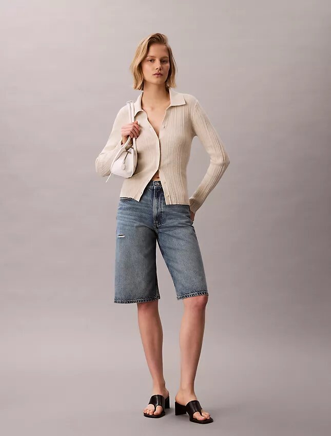 Smooth Cotton Rib Polo Cardigan Smooth Cotton Rib Polo Cardigan