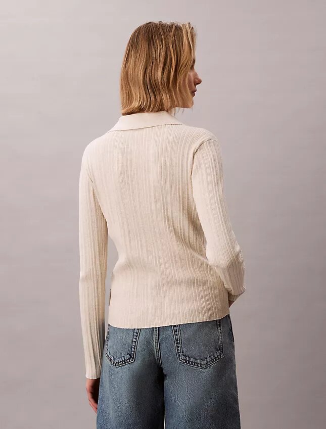 Smooth Cotton Rib Polo Cardigan Smooth Cotton Rib Polo Cardigan