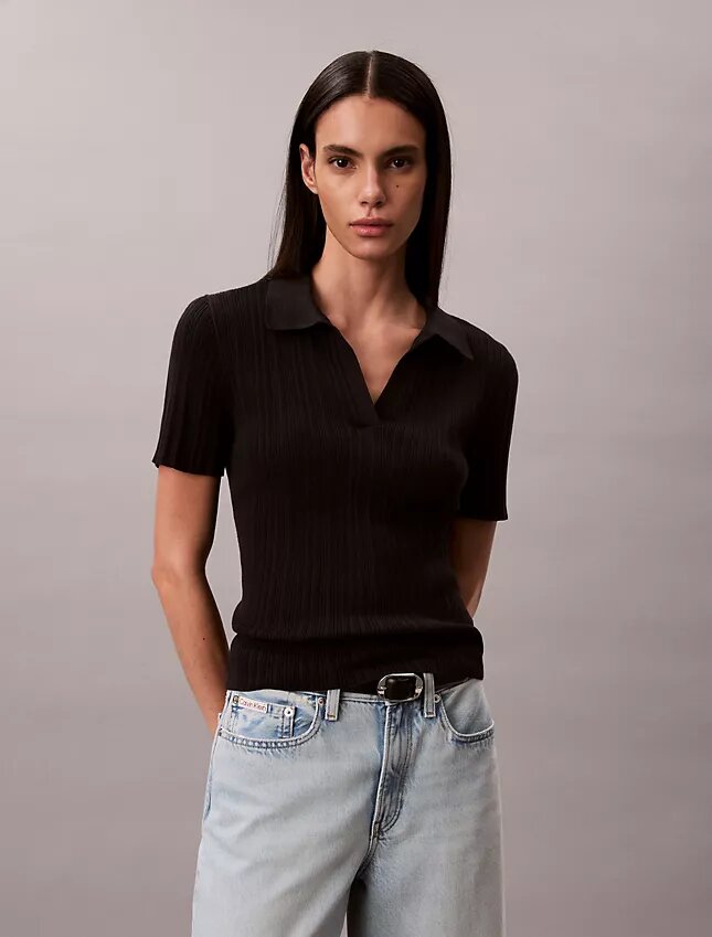 Smooth Cotton Rib Polo T-Shirt Smooth Cotton Rib Polo T-Shirt