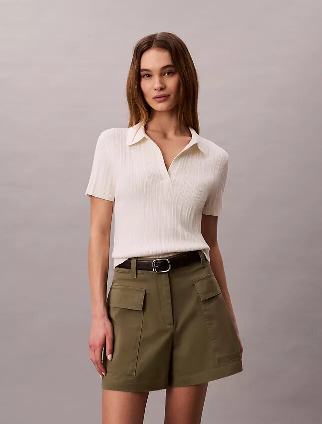 Smooth Cotton Rib Polo T-Shirt Smooth Cotton Rib Polo T-Shirt