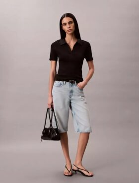 Smooth Cotton Rib Polo T-Shirt