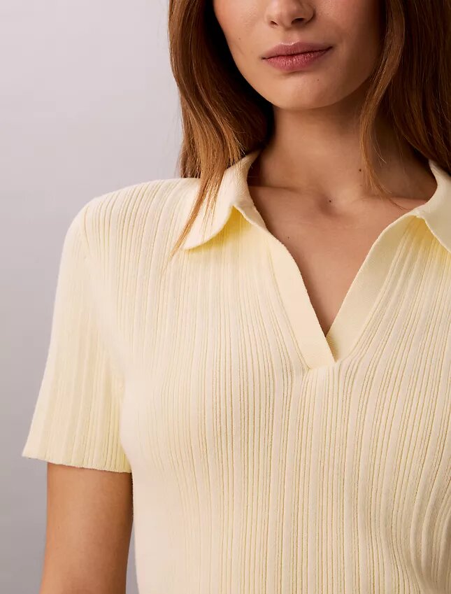 Smooth Cotton Rib Polo T-Shirt Smooth Cotton Rib Polo T-Shirt