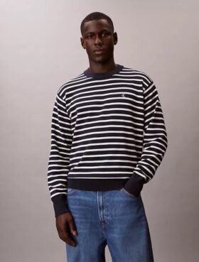 Smooth Cotton Stripe Easy Sweater