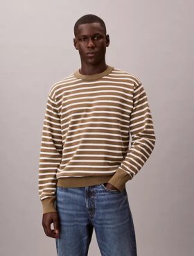 Smooth Cotton Stripe Easy Sweater