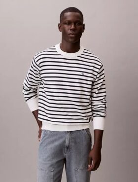 Smooth Cotton Stripe Easy Sweater