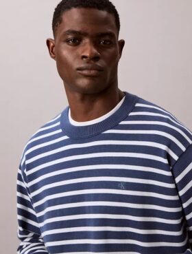 Smooth Cotton Stripe Easy Sweater