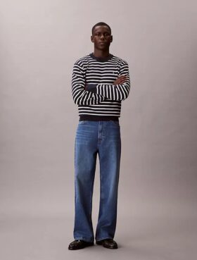 Smooth Cotton Stripe Easy Sweater