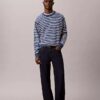 Smooth Cotton Stripe Easy Sweater