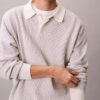 Smooth Cotton Waffle Polo Sweater Smooth Cotton Waffle Polo Sweater