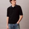 Smooth Cotton Waffle Sweater Polo Shirt