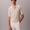 Smooth Cotton Waffle Sweater Polo Shirt