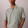 Smooth Cotton Waffle Sweater Polo Shirt
