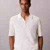 Smooth Cotton Waffle Sweater Polo Shirt