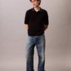 Smooth Cotton Waffle Sweater Polo Shirt