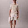 Smooth Cotton Waffle Sweater Polo Shirt